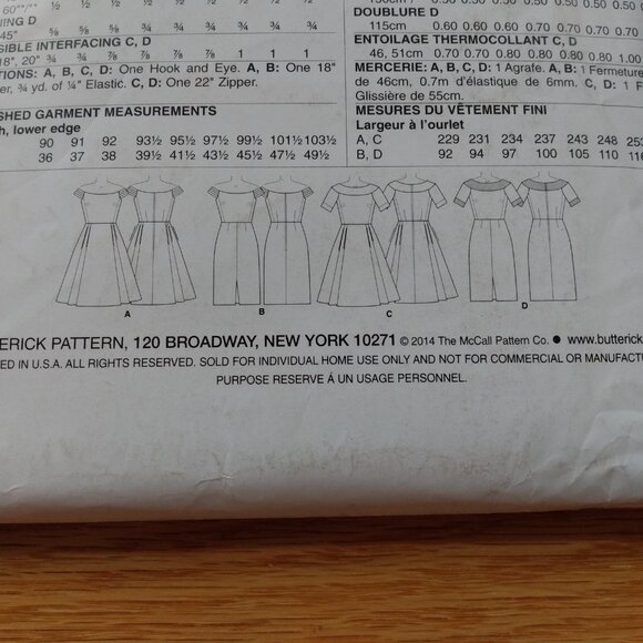 Semi-Fitted Lined Bodice Dress Sewing Pattern Size 6-22 Plus Butterick 6129 - Picture 7 of 10